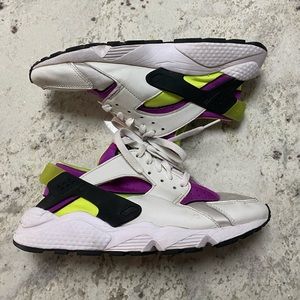 Nike Air Huarache Womens 9 Magenta White Neon Yellow